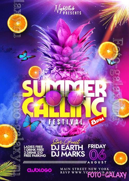 Summer Calling Festival Party Flyer PSD