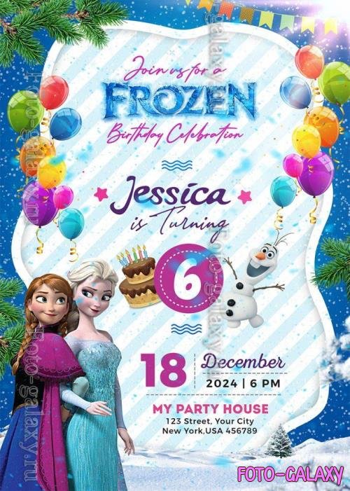 Frozen Birthday Invitation Card PSD Template