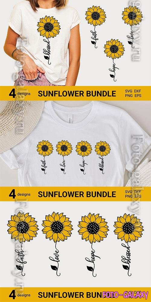 Sunflower blessed faith love hope design elements