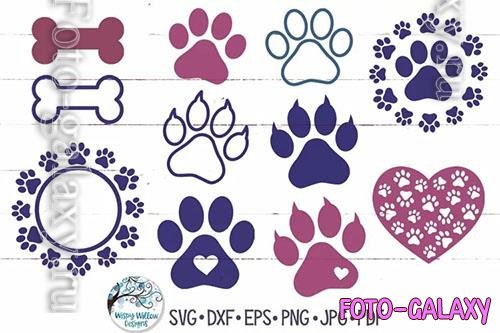 Animal Paw Prints, Cat and Dog design elements