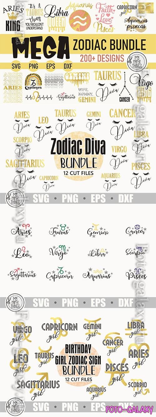 Zodiac Sign and Astrology bundle design elements