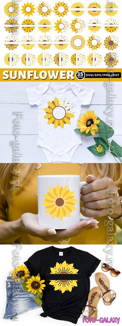 Sunflower Sayings bundle design elements