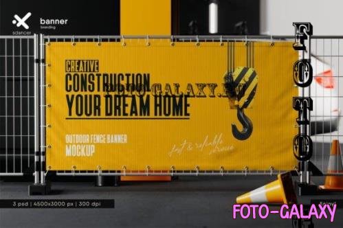 Outdoor Advertising Fence Banner Mockup - 2573697