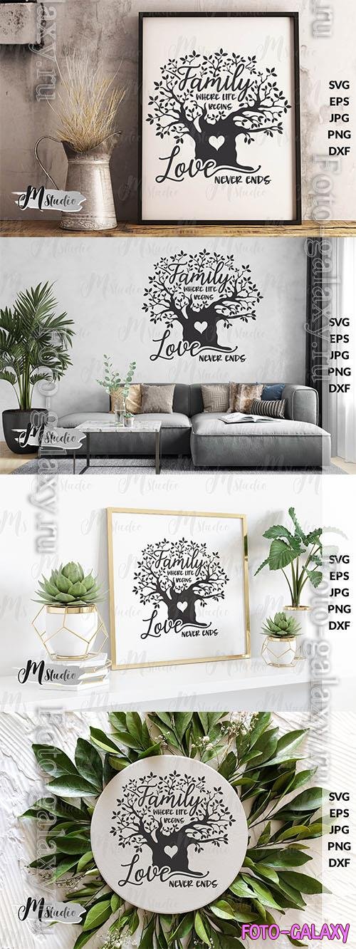 Family where life begins and love never ends design elements