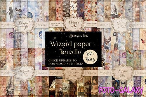 168 Wizard paper bundle, magic background, vintage scrapbooking