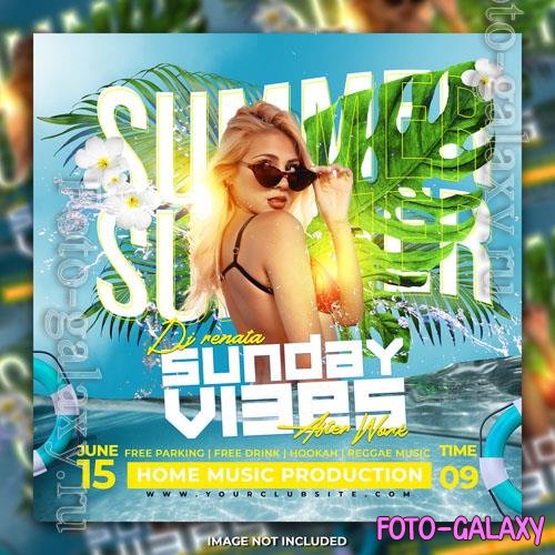 Summer party psd flyer template