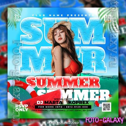 PSD summer party flyer template design