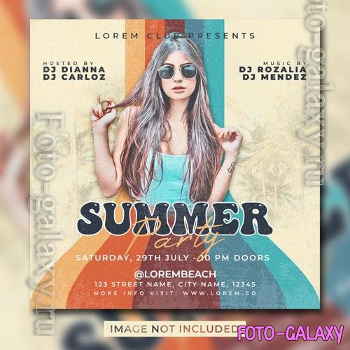 PSD dj club summer party flyer social media post template banner