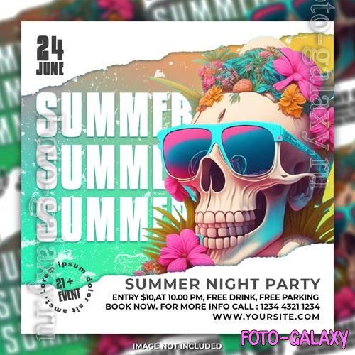 Summer beach night party psd flyer social media post template