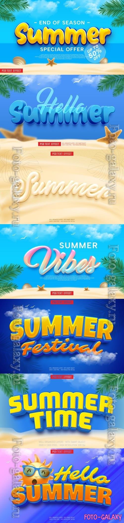 Psd summer vibes concept with editable text effect 3d style