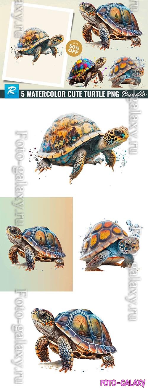 5 Watercolor Cute Turtle