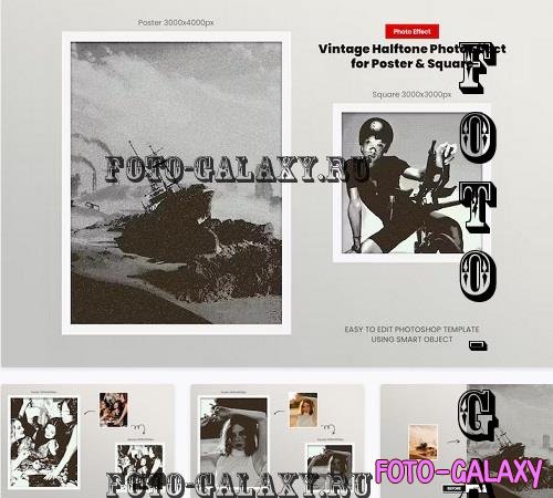 Vintage Halftone Photo Effect - RQDHEX8