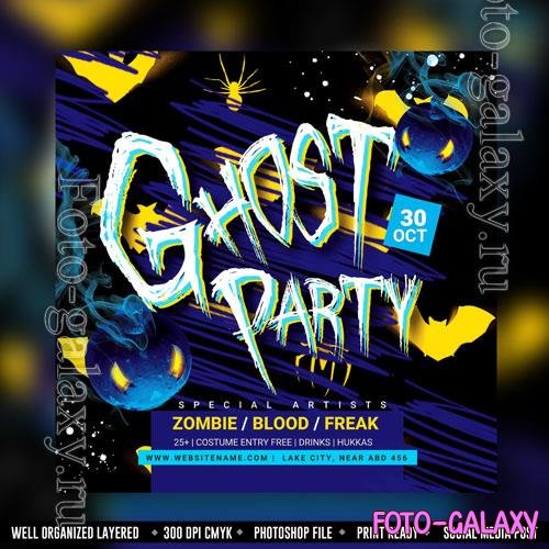 PSD halloween horror night party flyer social media post and web banner
