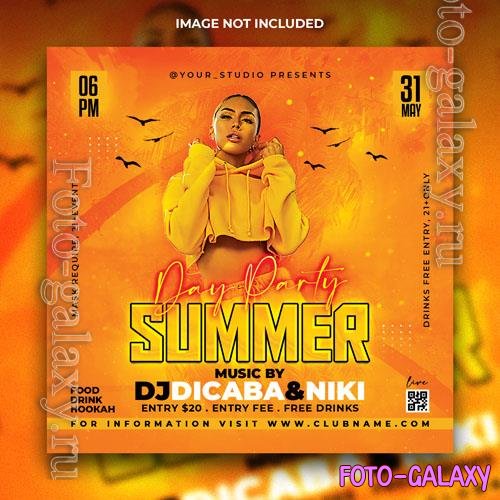 PSD dj club summer party flyer and social media post template