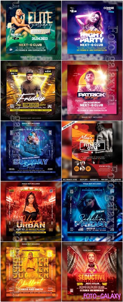 Flyer social media post, psd banner set vol 347