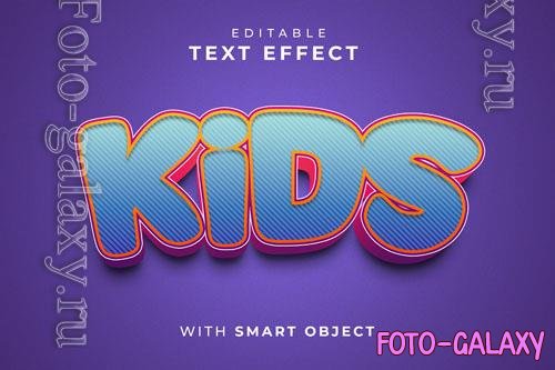 PSD purple background with text that says kids effect with smart object