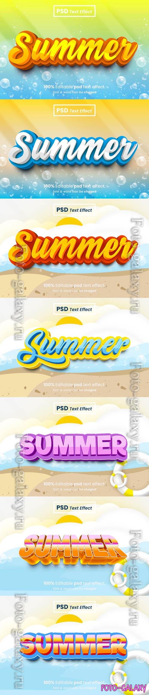 PSD summer 3d editable text effect