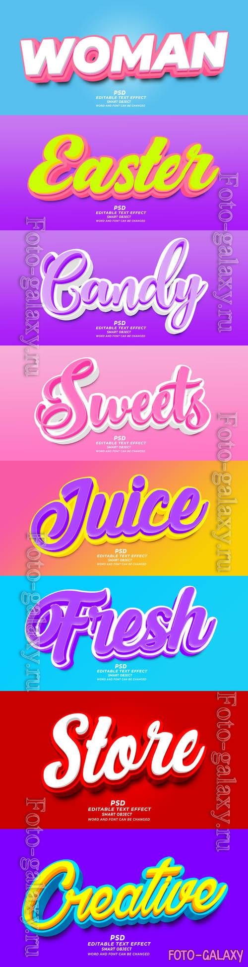 Psd style text effect editable set vol 458