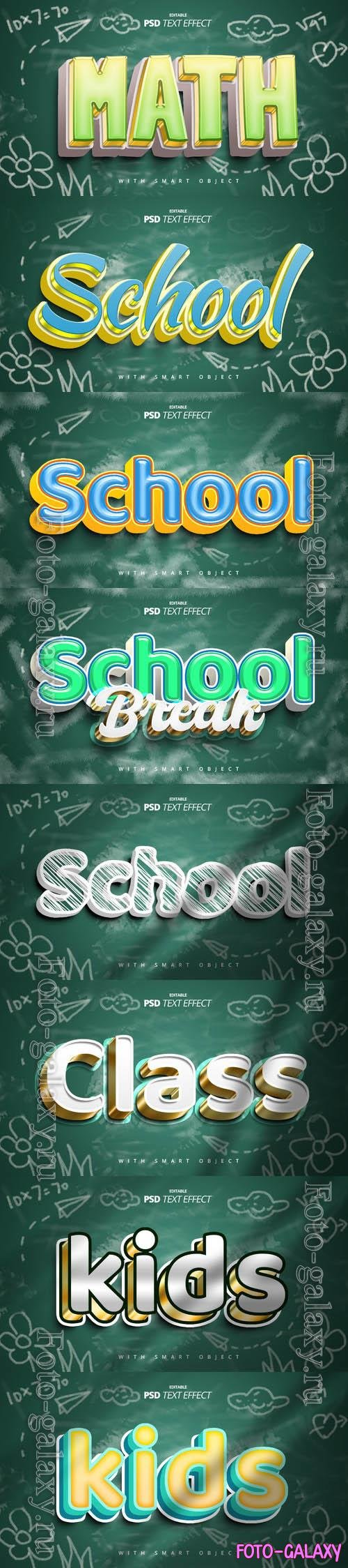 3d class school text effect psd template design