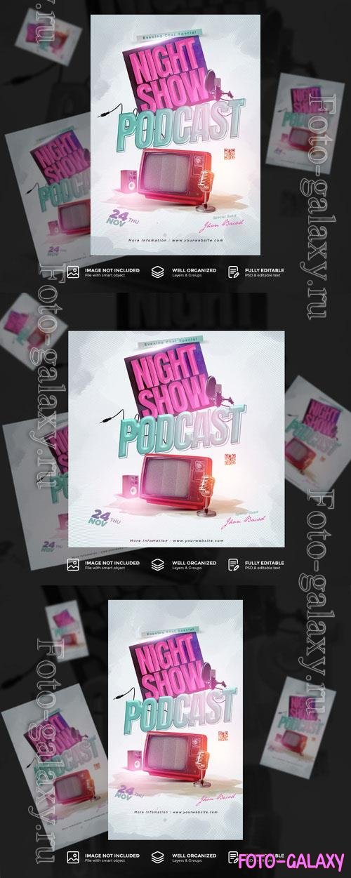 PSD podcast talkshow social media flyer template