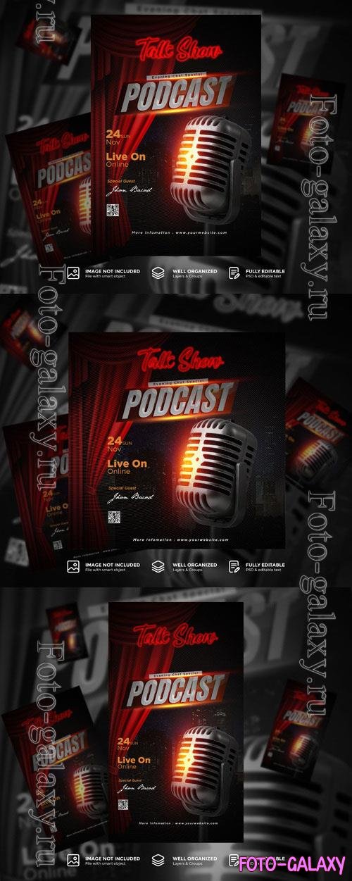 PSD podcast flyer and social media post template