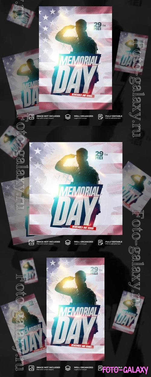 PSD memorial day social media post flyer template