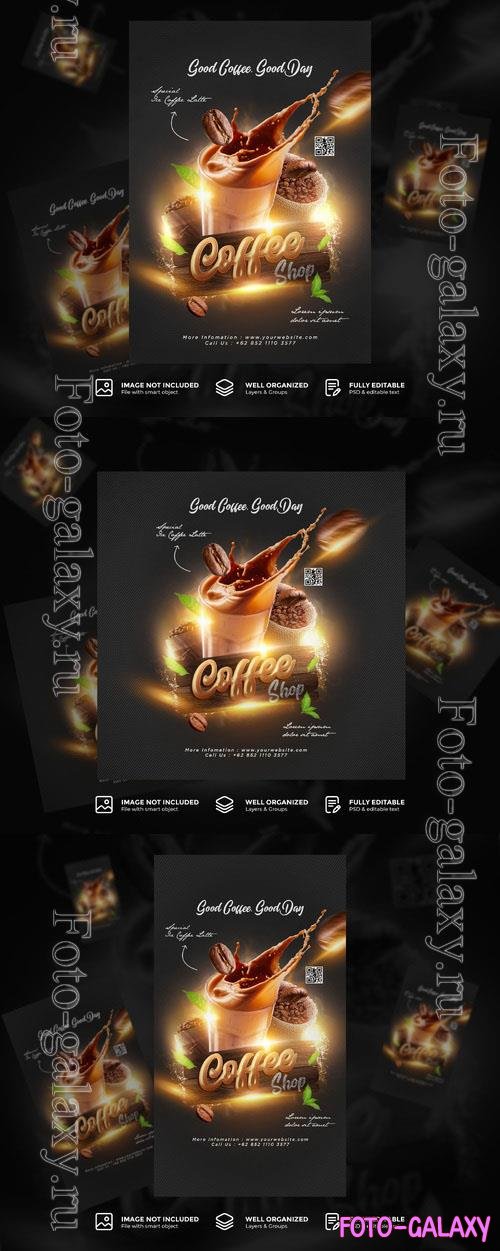PSD coffee shop drink menu promotion social media post flyer template
