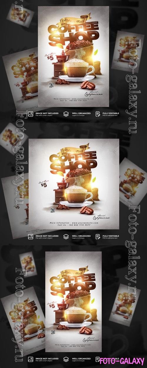 PSD coffee shop drink menu promotion banner flyer template