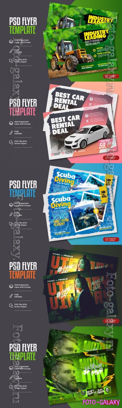 Psd flyer template design set