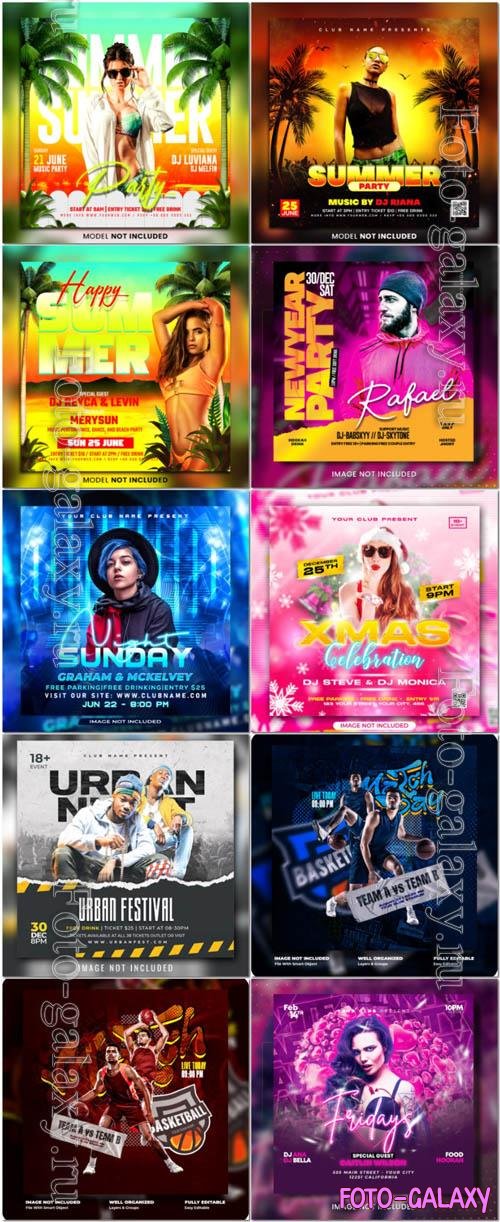 Flyer social media post, psd banner set vol 357