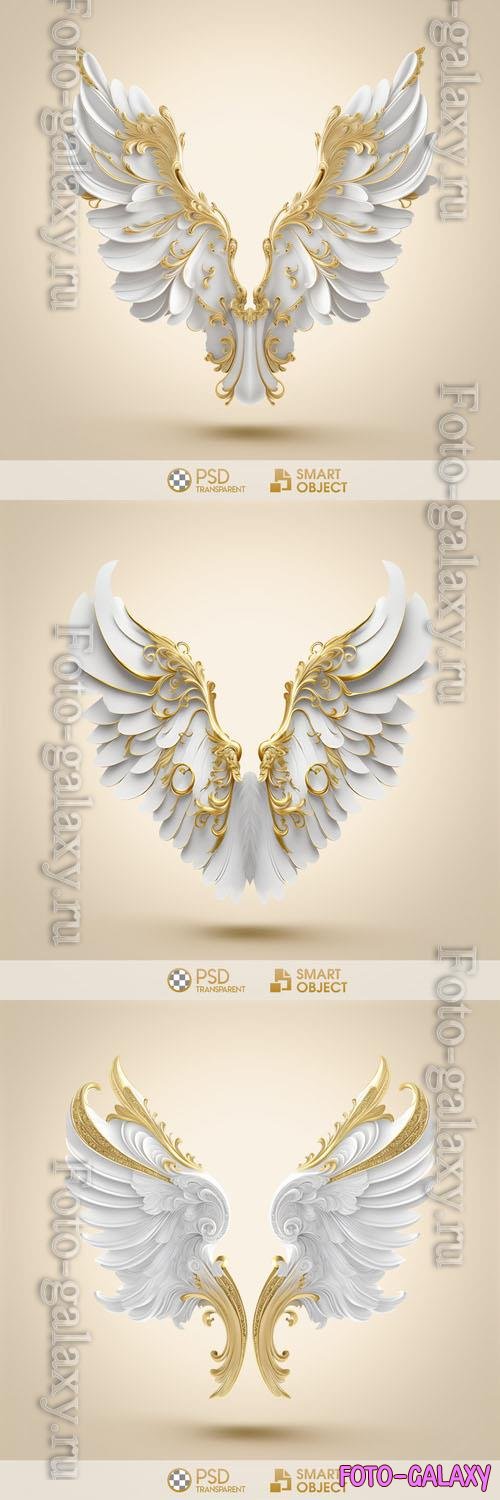 Psd poster for a smart object with white angel wings