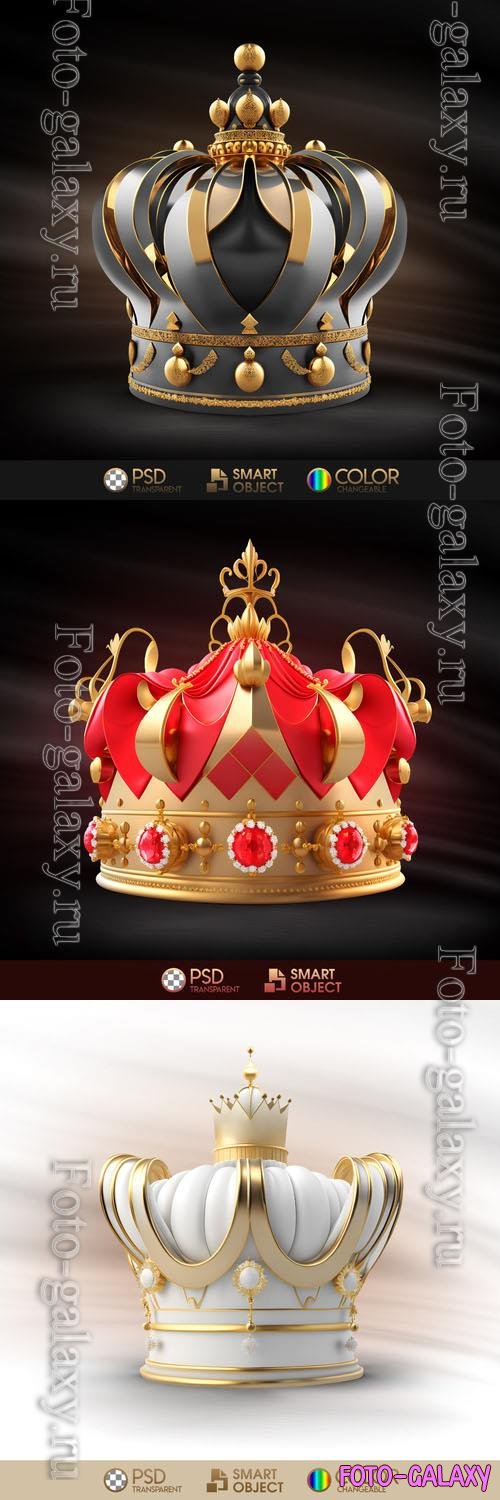 Crown with gold, red, and black in psd