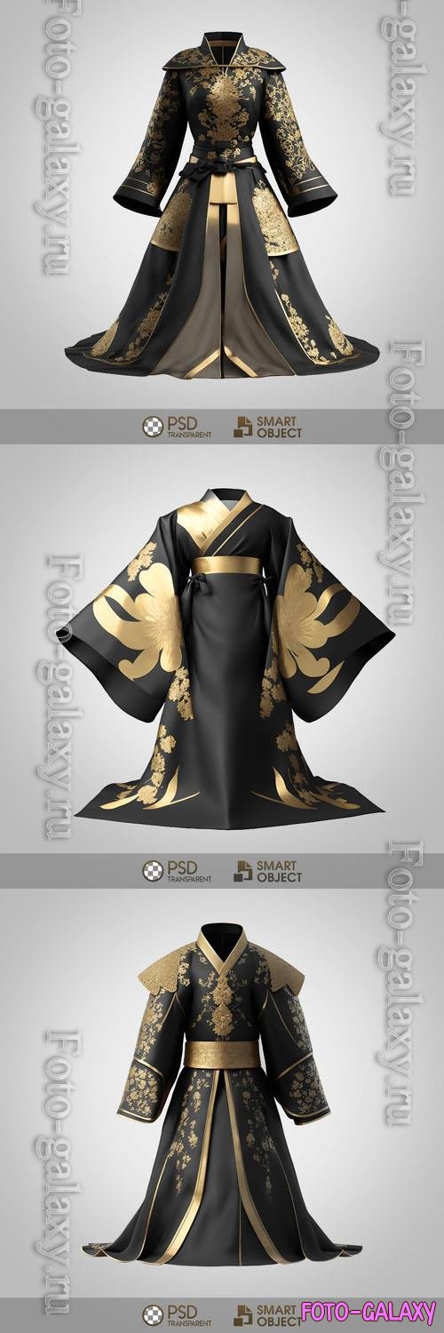 Black and gold kimono with the words smart object