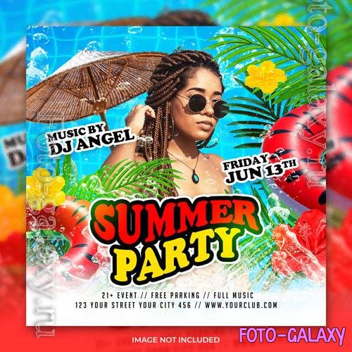 PSD club dj summer party flyer social media post and web banner template