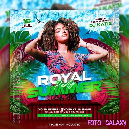 PSD club dj royal summer party flyer social media post and web banner template