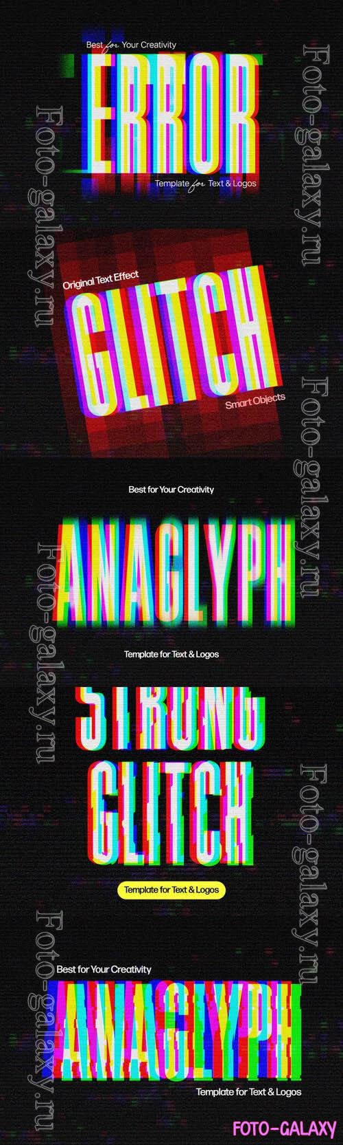 PSD error, anaglyph, hacker, strong, vibrant, glitch text effect