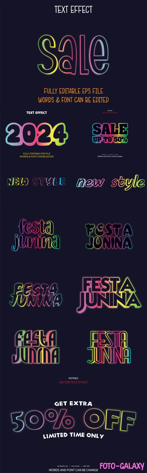 3D Neon Text Effects Collection