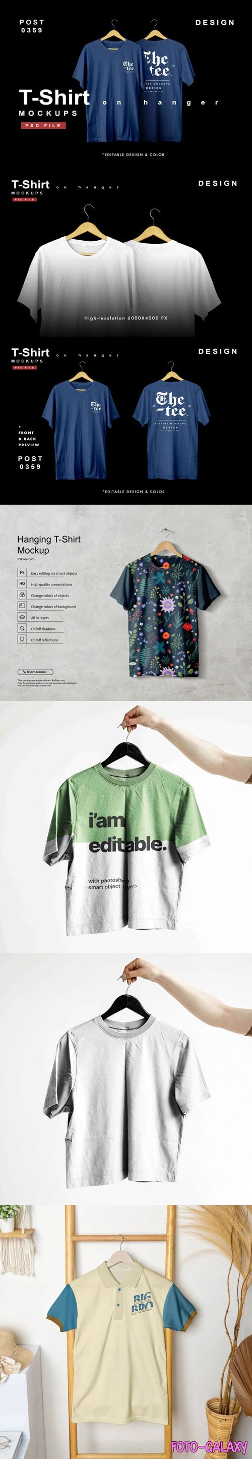 Hanging T-Shirt PSD Mockups Templates Collection|