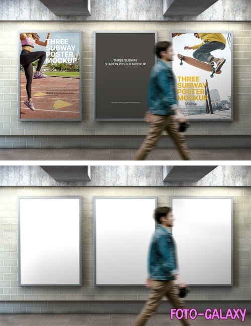 Subway Station Posters PSD Mockups Templates