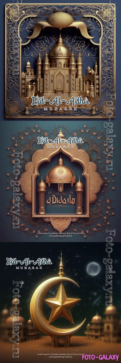 Eid al adha mubarak greeetings psd template vol 2