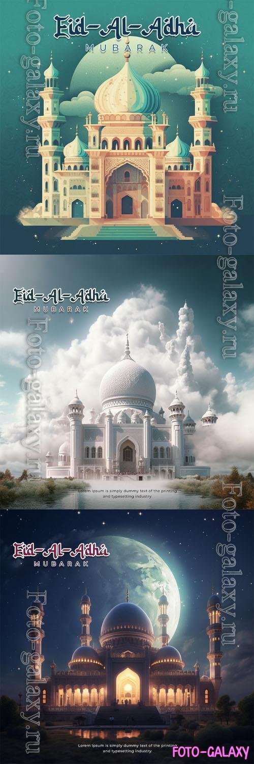 Eid al adha mubarak greeetings psd template vol 1