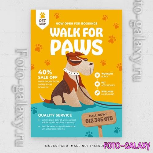 Dog walking pets service flyer template in psd