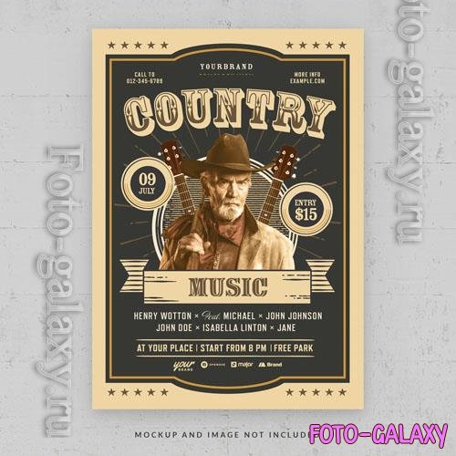Country music night flyer template in psd