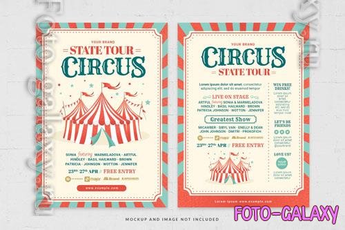 Circus party event flyer template in psd for carnival celebration