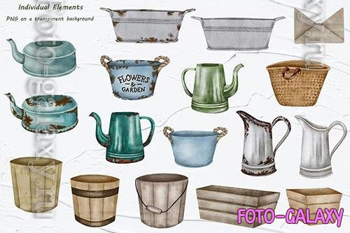 Rustic Watercolor Clipart [PNG]