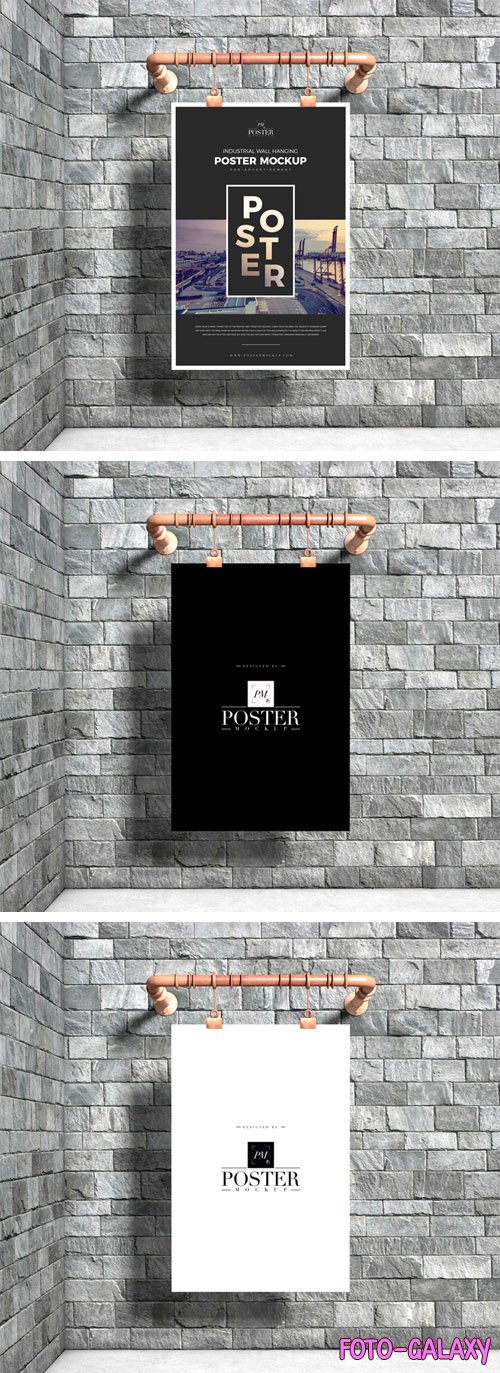 Advertising Wall Hanging Poster PSD Mockup Template