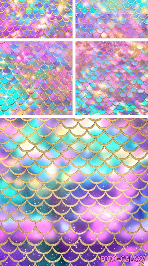 Seamless Holographic Mermaid Patterns