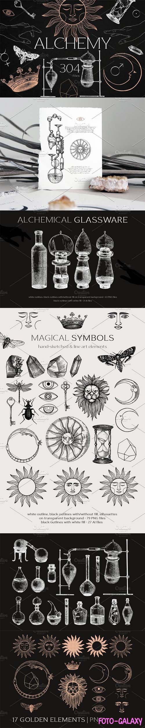Alchemy - Magical Elements & Symbols - Modern Graphic Collection