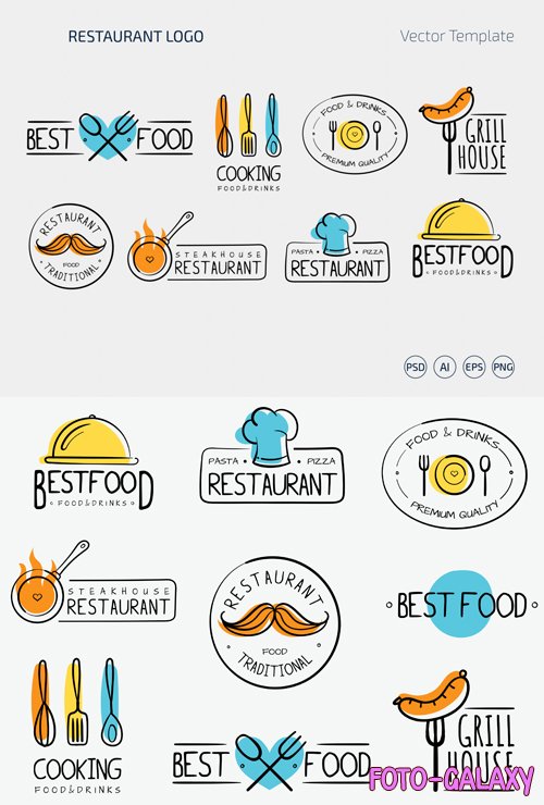 9 Restaurant Logo Vector Templates + PSD