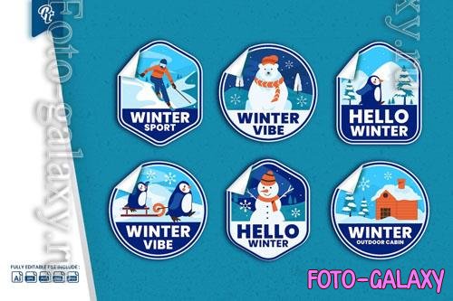Winter Flat Badge Sticker Object
